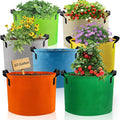 Grow Bags, 7 Pack Colorful 10 Gallon Grow Bags, Reusable Fabric Grow Bags, Foldable & Washable for Vegetables, Tomato Pots, Garden & Outdoor Growing