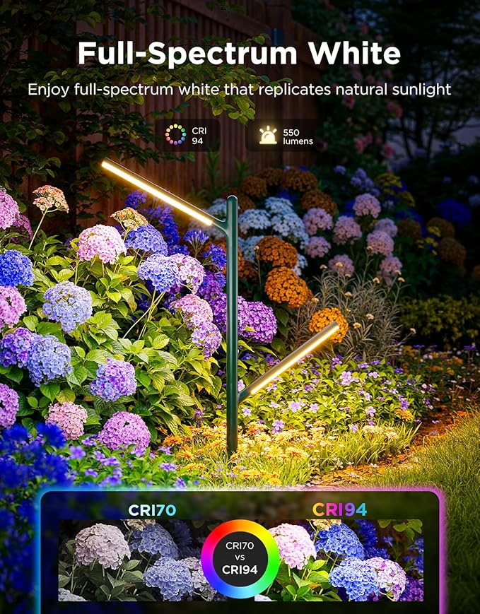 Govee Outdoor Garden Lights 2 Pack, RGBWWIC Smart LED Pathway Lights for Landscape Lighting, 16 Million Colors and 64 Scenes, IP66 Waterproof for Outdoor Patio, Compatible with Alexa, Matter