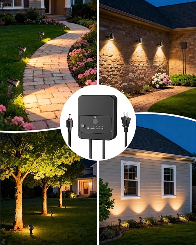 ZZXX 8 Pack Low Voltage Landscape Lights with Transformer and 65FT Wire 12-24V LED Landscape Lighting Kit 2700K Waterproof Landscape Spotlights with Connectors for House Yard Tree Garden