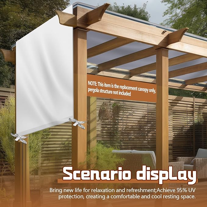 Universal Pergola Replacement Canopy Outdoor Canopy Shade Cover Waterproof Shade Top Cover for Outdoor Patio Porch Backyard(16 x 8 ft,Beige)