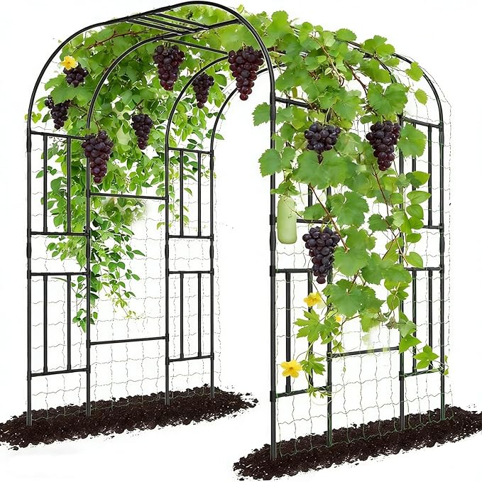 DoCred Large Garden Arch Trellis for Climbing Plants, 87 Inch Tall Metal Plant Support Trellis Archway for Climbing Vine Vegetable/Fruit/Flower Outdoor Yard Lawn Garden Arch Tunnel Trellis