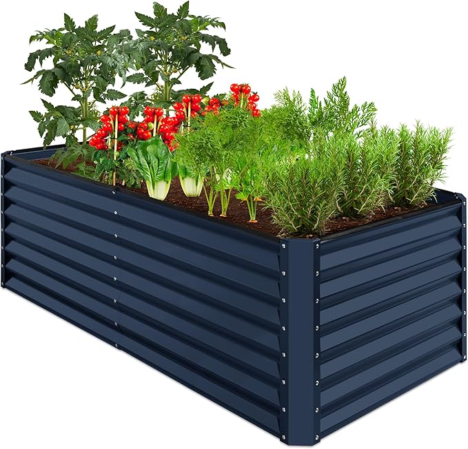 Best Choice Products 6x3x2ft Outdoor Metal Raised Garden Bed, Deep Root Box Planter for Vegetables, Flowers, Herbs, 269 Gallon Capacity, 100% Non Toxic Materials - Navy