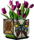 Handcrafted Stained Glass Butterfly Planter, Cute Planters for Indoor Plants,Decorative Indoor Flower Pot, Cactus Pot, with Drainage,Home Garden Decor