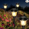 Beau Jardin 8 Pack Solar Pathway Lights White+Color Changing Stainless Steel 3 Mode Outdoor Multicolor Metal Solar Powered Waterproof Glass for Garden Landscape Path Yard Walkway Driveway Black