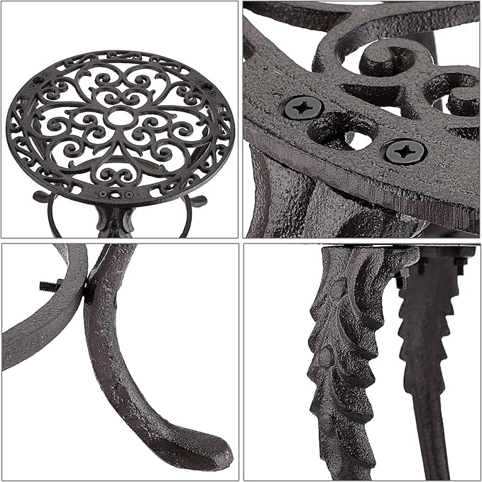 OwnMy Heavy Duty Cast Iron Plant Stand Vintage Iron Flower Pot Holder, Rustic Decorative Round Potted Plant Stand Rack, Indoor Outdoor Metal Plant Holder for Home Garden
