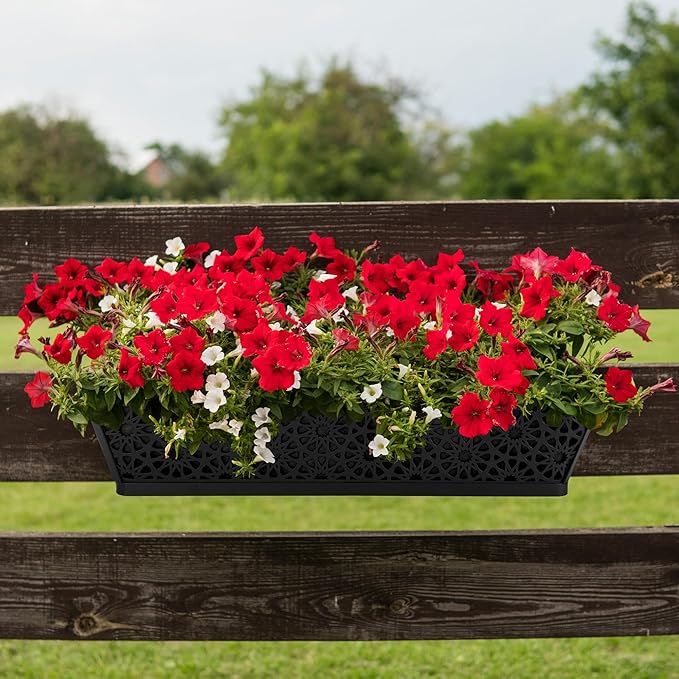 Adnee 2 Pcs 24 Inch Fabric Plant Window Box Liners-Rectangular Non-Woven Planter Basket Liner-Black Felt Flower Hanging Basket for Outdoor Garden Wall Hanging Planter Flower Vegetables