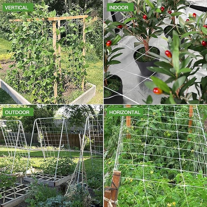 Trellis Netting, CANAGROW Heavy-Duty Garden Plant Trellis Netting for Climbing Plants, Outdoor Indoor Grow Net for Beans Tomatoes Peas Pumpkin Flowers, 6x30ft, 1 Pack