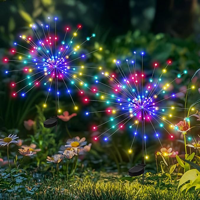 Garden Decor Solar Lights Outdoor,120LED Waterproof Colorful Solar Fairy Garden Lights for Outdoor Decoration,Yard, Patio, Porch,Flower Pot,Pathway,Christmas (2Pack)