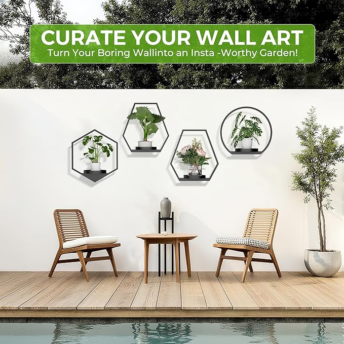 Wall Planters for Indoor Plants, Plant Frames Wall Decor Living Room Plant Stand Hanging Wall Plants Holder to Hold Large Pots Wall Plant Hanger Window Plant Shelves for Outdoor Entryway