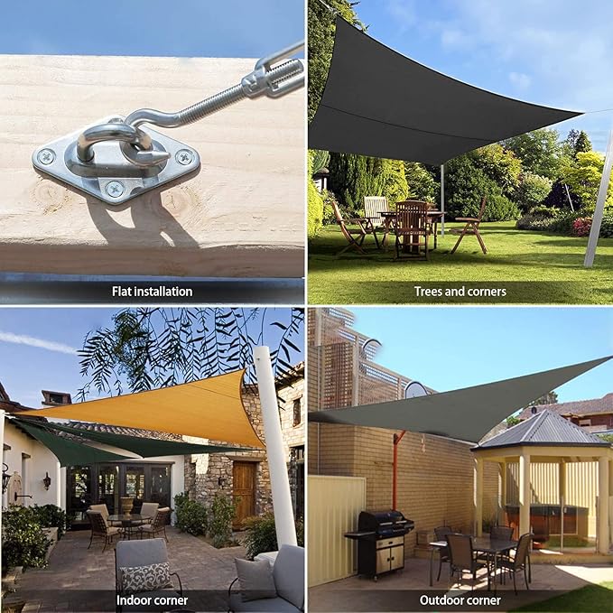 Sun Shade Sail Hardware Kit 6 Inch for Rectangle & Triangle Shade Sail Install, Stainless Steel ShadeSail Fixing Accessories for Outdoor Patio Canopy Garden, Heavy Duty Awning Attachment 80 Set