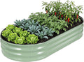 Galvanized Raised Garden Bed Outdoor, 6x3x1ft Oval Metal Raised Beds for Gardening, Rust-Resistant Garden Planter Box for Planting Vegetables, Flowers, Fruits in Backyard, Lawn(Avocado Green)