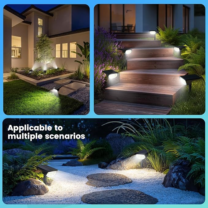 Solar Spot Lights Outdoor IP68 Waterproof, Ultra-Bright Performance，Simple Modes for Easier Operation, Auto On/Off，Solar Powered Landscape Lights for Garden, Yard, Pathway (Cool White, 4 Pack)