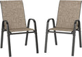 PHI VILLA Patio Chairs Set of 2, Outdoor Stackable Dining Chairs with E-Coating Metal Frame and Upgraded Textilene Fabric, All Weather Deck Chair 350 LBS Capacity for Porch Poolside Garden