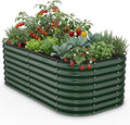 Kesfitt Raised Garden Bed Outdoor, Galvanized Steel Metal Raised Bed Planter for Vegetables, 24-Inch Deep Open Bottom Backyard Garden Bed 6x3x2 ft, Forest Green