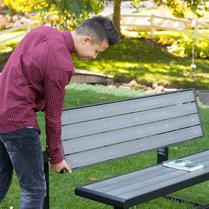 LIFETIME 60253 Outdoor Convertible Bench, 55 Inch, Harbor Gray