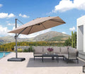 PURPLE LEAF 10 FT Outdoor Umbrella with Base Patio Cantilever Aluminum Umbrella with 3 Years Fade Resistance Recycled Fabric Offset Square with 360-degree Rotation for Deck Pool Garden, Sand Dune