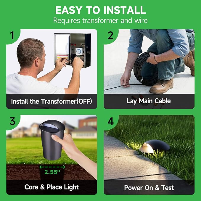 Outdoor Well Lights - Warm White & Cool White 12V Ground Fixture, IP67 Waterproof LED Hard-Wired Inground Directional Landscape Lighting, ORB Aluminum for Path Backyard House 3W 170LM 6 Pack