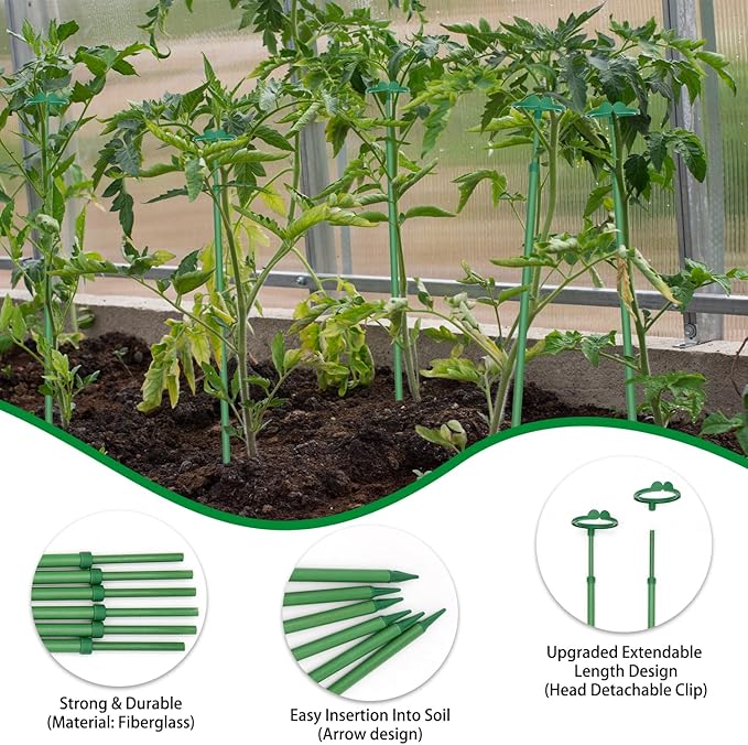 Extendable Plant Stakes, Length Scalable from 17.5IN to 30.1IN Plant Support Stake, Orchid Sticks with Clips for Indoor Outdoor,Garden Stakes for Plant,Tomato,Vegetables,Monstera,Vine - 7Pack