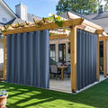 NICETOWN 2 Panels Outdoor Curtains for Patio Waterproof & Windproof, Extra Wide Grommet & Back Tab on Top & Bottom Thermal Insulated Sun Blocking Drapes with Rope for Deck, Stone Blue, W100 x L84