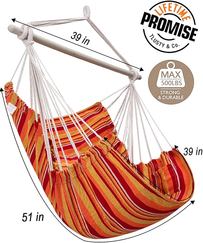 Miztli Hammock Chair with Hanging Chair Cover – Max 500 Lbs, Steel Spreader Bar with Anti-Slip Rings, Comfortable Indoor & Outdoor Hanging Chair – Includes Protective Waterproof Cover (57x45.5 in)