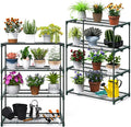 Ohuhu Plant Greenhouse Shelves 4 Tier 2 Pack Extra-Wide Stable Green House Shelving for Outdoor, 31x18x42 Inch Portable Rustproof Metal Shelf Plant Stand Rack Greenhouse Accessories