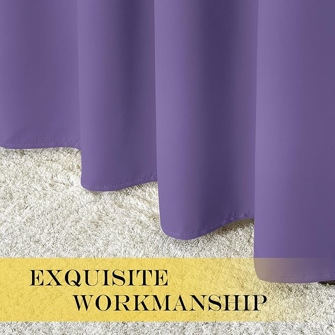 NICETOWN Blackout Curtains 72 inches Long, Grommet Privacy Window Treatment Thermal Insulated Room Darkening Sliding Glass Door Drape for Bedroom Living Room, 1 Panel, W100 x L72, Lilac Purple