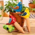 4 Pack Self Watering Bird Shaped Globes, Terracotta Vacation Planters Devices with Slow Release Automatic Watering Spikes, Plant Watering Pots for Indoor and Outdoor Potted Plants
