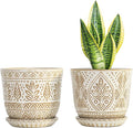 Gepege 6 Inch Ceramic Planter, White Plant Pot with Drainage Holes and Saucers for Indoor Plants, Birthday for Women Mom