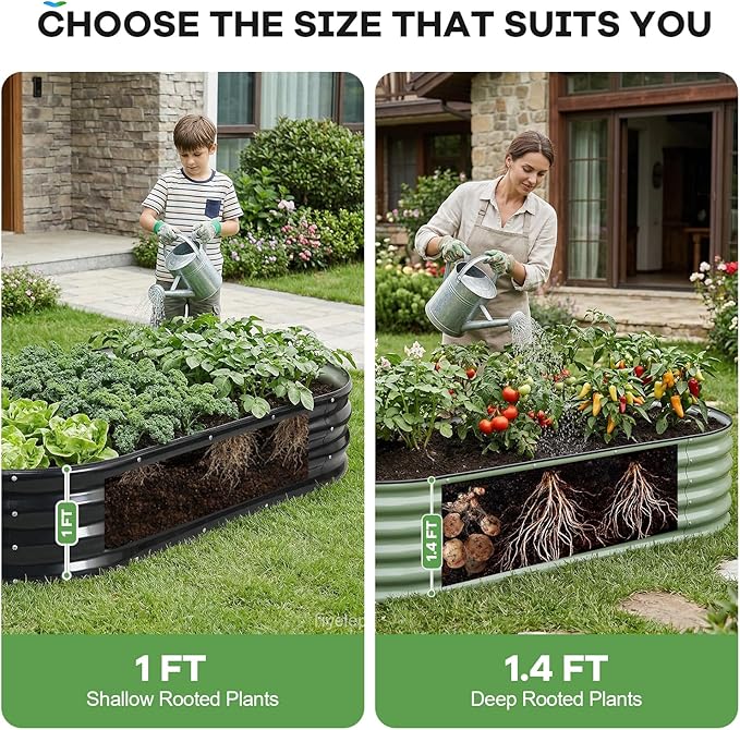 Galvanized Raised Garden Bed Outdoor, 6x3x1ft Oval Metal Raised Beds for Gardening, Rust-Resistant Garden Planter Box for Planting Vegetables, Flowers, Fruits in Backyard, Patio, Lawn(Grey)