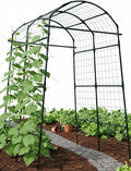 Garden Trellis Arch 7FT PP-Coated Stainless Steel Metal Extra Tall Cucumber Trellis Arch Garden Arch Trellis for Climbing Plants Outdoor Vegetable Trellis with Trellis Netting