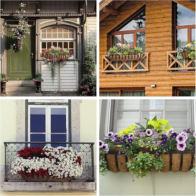 2 Pcs Garden Coconut Planter Liner - Preformed Window Box Natural Trough Coco Coir Mats (36 Inch)