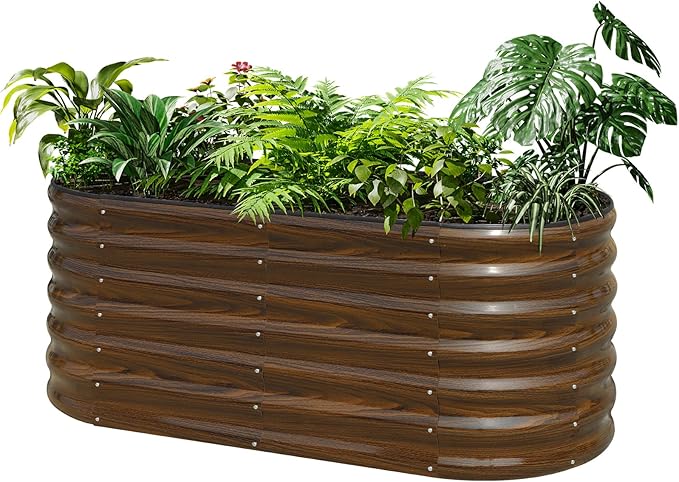 SnugNiture Galvanized Steel Raised Garden Bed Kit, 4x2x2 ft Large Metal Planter Box Outdoor for Gardening Vegetables, Flowers and Fruits