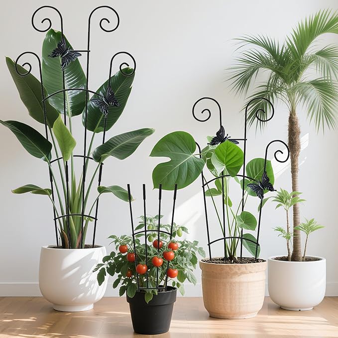 4 Pack 30 InchTaller Plant Trellis for Potted Climbing Plants Indoor,Expandable Metal Garden Trellis for Climbing Plants, Flowers Vine Ivy, Sturdy Houseplant Support for Potted Plants with Ties