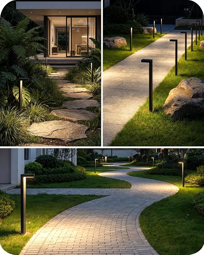 Low Voltage Landscape Lights, 2 Pack Outdoor LED Pathway Light, Wired Path Lighting for Walkway, Garden, IP65 Waterproof, 400LM, 4000K, Modern Cast-Aluminum, Black