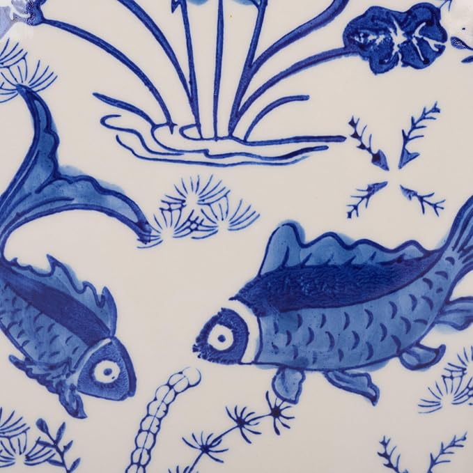 Safavieh Castle Gardens Collection Glazed Ceramic Blue Cloud 9 Chinoiserie Garden Stool