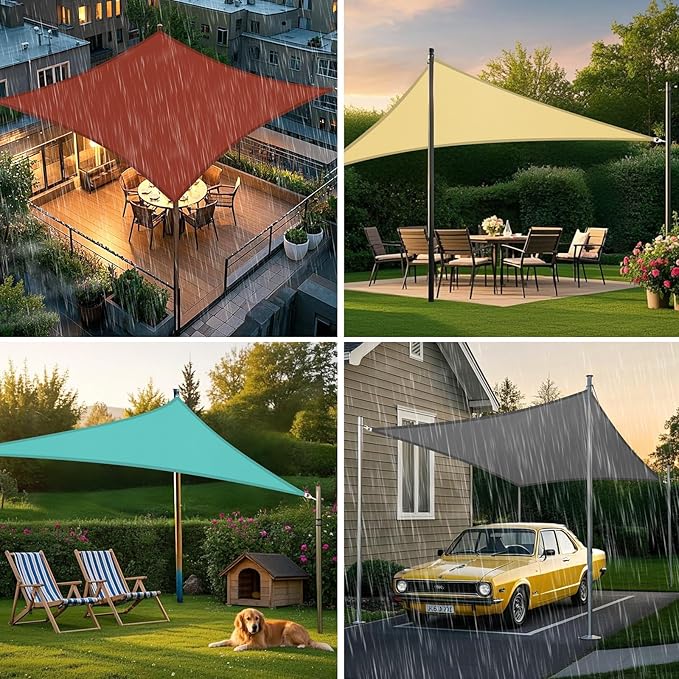 Artpuch Waterproof Sun Shade Sail, 08'x10' Turquoise Rectangular, UV Resistant Rain Canopy, Curved Edges Shade Cloth for Outdoor Patio, Deck, Yard (Custom
