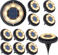 Flacchi Solar Lights Outdoor - Solar Powered Ground Lights Outdoor Solar Disk Light Waterproof Landscape Light for Patio Yard Pathway Walkway Driveway (Warm White, 12 Pack)