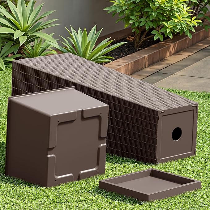 Devoko Resin Tall Planters with Tray for Outdoor Plants Set of 2, Large Taper Outdoor Planter Pots with 4 Drainage Holes, Flower Pots Modern Decor for Porch, Patio, Backyard, Garden(Brown, 32")