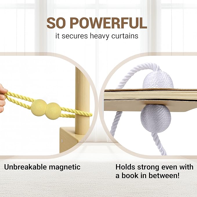 Hion Magnetic Curtain Tiebacks Golden 6 Pack, Curtain Tiebacks Buckles Holdbacks Holders Hooks Clip for Home Bedroom Office Decorative Thick or Thin Curtain