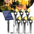 T-SUNUS Solar Spot Lights Christmas 6-in-1 Outdoor Warm White 3000K Landscape Spotlight IP65 Waterproof Separated Panel Spotlights with 9.8ft Cable Auto On/Off for Tree Lawn Driveway Pathway Halloween