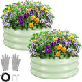 GreatBuddy 2x2x1 ft Round Galvanized Raised Garden Bed, Easy-Assembly Raised Bed with Anti-Cut Gloves & Tools, Rust-Proof Garden Bed for Outdoor, Vegetables, Herbs, Small Trees, Green