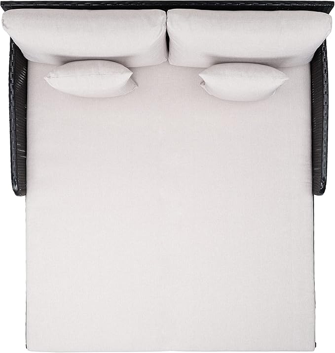Safavieh Outdoor Collection PAT7500 Daybed, Black/Light Grey