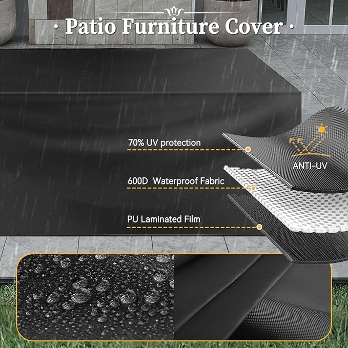 Aoxun 6 Piece Patio Furniture Set with Wide Armrests Wicker Rattan Outdoor Sectional Sofa Set with Coffee Table and Thickened Cushions, Brown/Beige(Waterproof Cover Included)