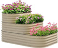 Outsunny 3-Tier Galvanized Steel Raised Garden Bed Kit, 62.25" x 43" x 32.25", 3 Combining Planter Boxes with Rubber Strip Edging, Open Bottom for Backyard, Garden, Patio, Cream White