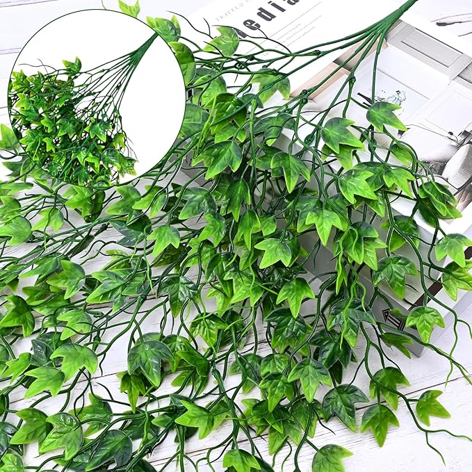 Waipfaru Artificial Hanging Ivy for Outdoors, Fake Hanging Plants, 4pcs Faux Ivy Pothos Vines Greenery for Wall Home Bedroom Living Aesthetic Kitchen Office Aesthetic Kitchen Indoor Outdoor Decor