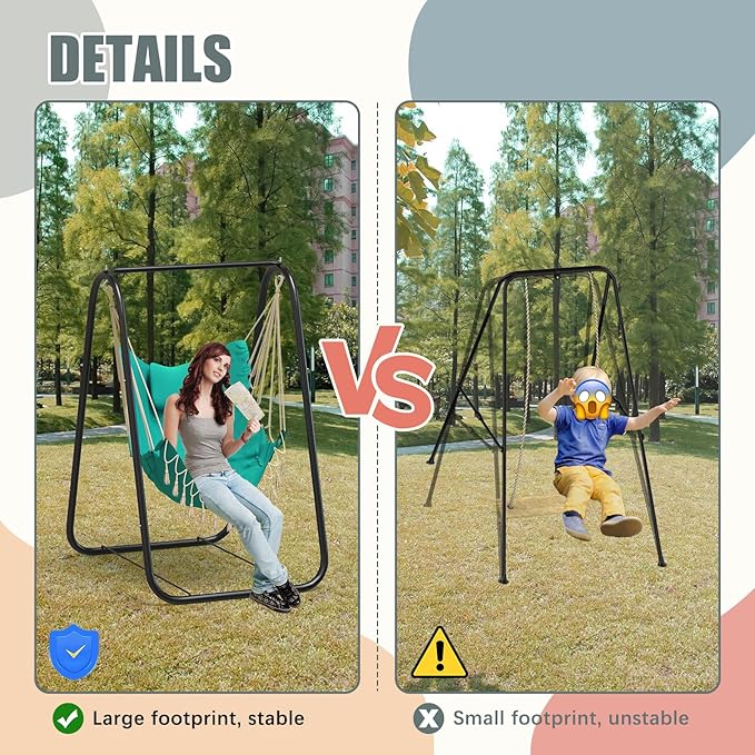 G TALECO GEAR Hammock Chair with Stand,Heavy-Duty and Rustproof Hanging Chair with Stand,Hammock Swing Chair Stand,for Indoor Outdoor Patio Yard Garden Porch (Aqua)
