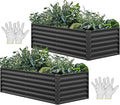 YITAHOME 6x3x2ft 2pcs Large Raised Garden Bed Kit, Galvanized Metal Planter Box with Gloves, Ground Nails, Support Rod, Outdoor Above Ground Planters for Plants Vegetables Flowers, Black