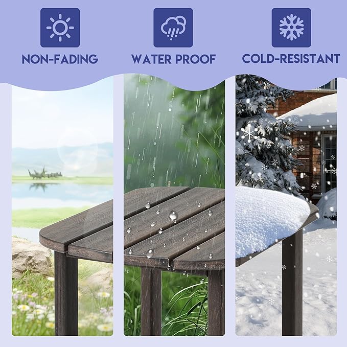 LZRS Outdoor Side Table - 2-Tier Adirondack HDPE Patio End Table for Pool, Porch,Balcony & Backyard,Weather Resistance for Indoor and Outdoor use(Brown Mixture)