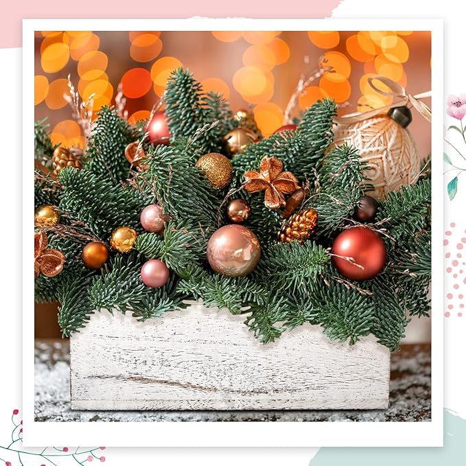Dandat 2 Set Wood Boxes for Centerpieces 12x4 Inch Rectangle Wooden Planter Box Rustic Wooden Planters with Removable Plastic Liner Floral Foam Blocks for Christmas Wedding Home Garden Decor(White)