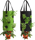 2 Pack Black and Green Upside Down Tomato & Herb Planter, Hanging Durable Aeration Fabric Strawberry Planter Bags